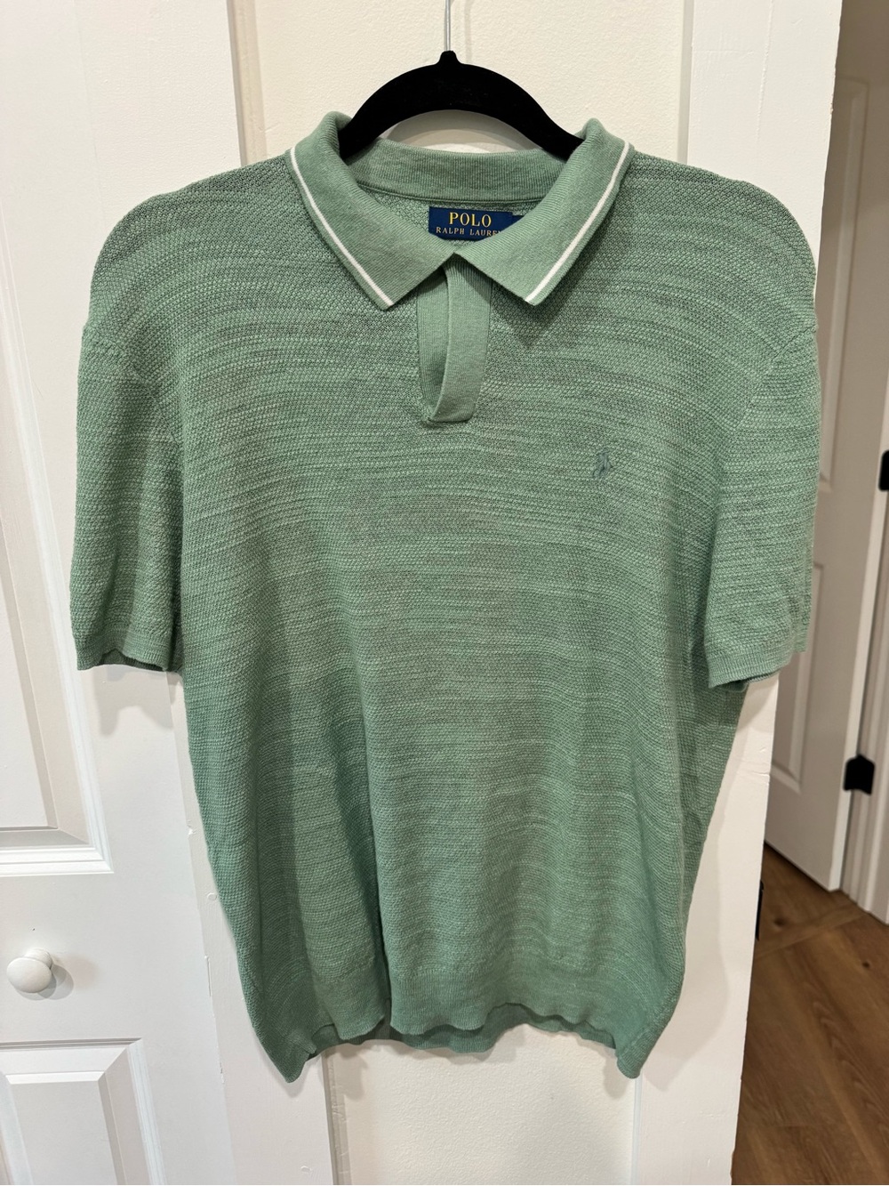 Ralph Lauren Short-Sleeve Polo in Sage Green with White Trim